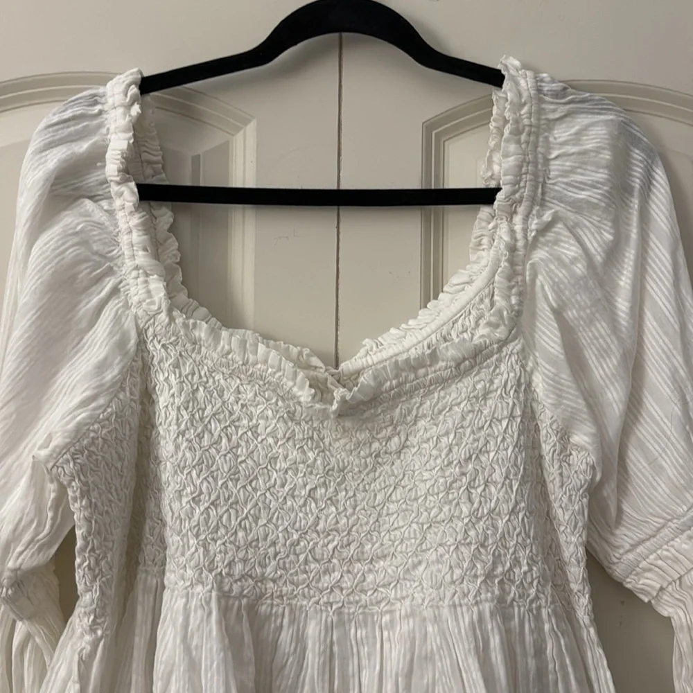 🖤 Anthropologie Puff-Sleeve Babydoll Top – Ivory | Size L